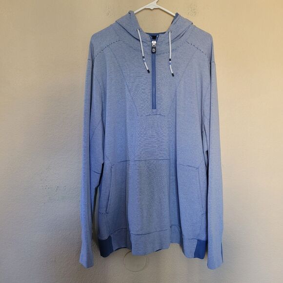 BDraddy Mens XXL Proctor 1/4 Zip Hoodie Golf Blue Performance Long Sleeve Jacket